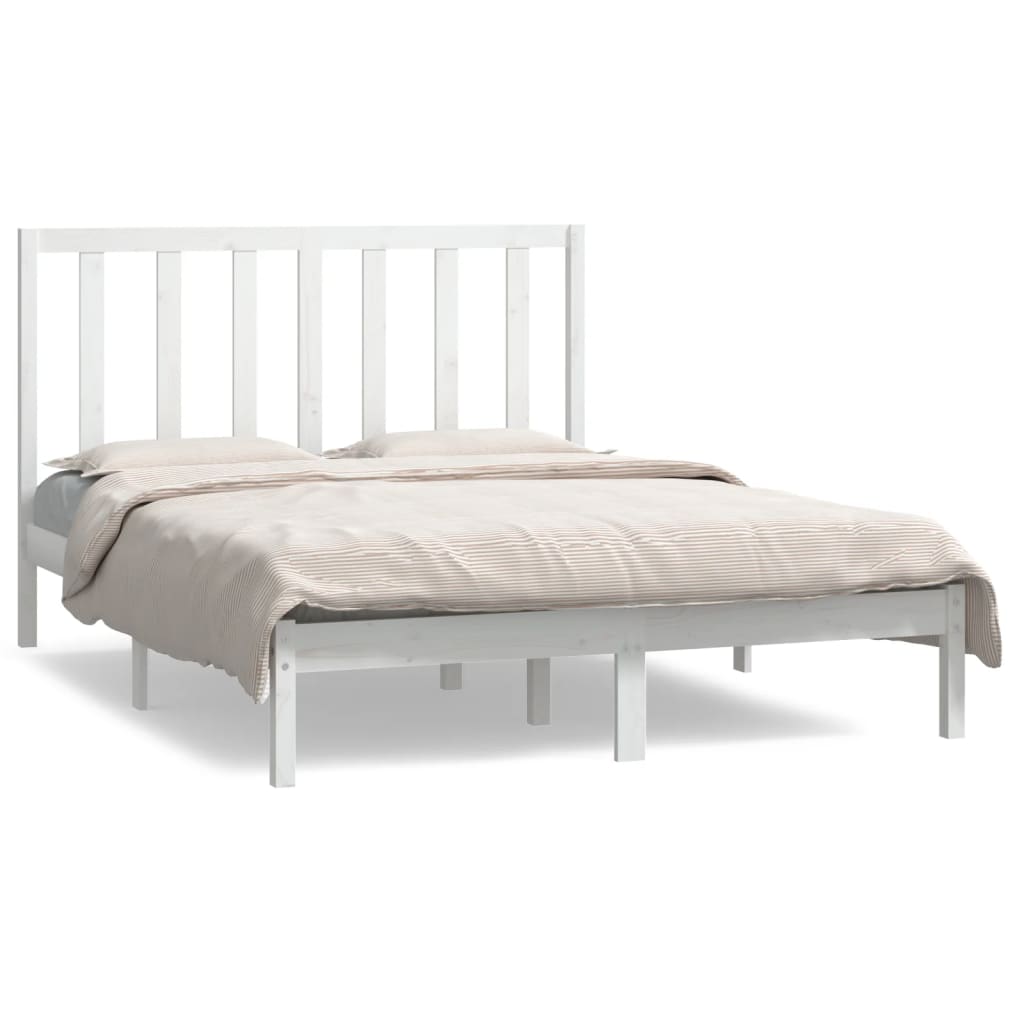 Letto Senza Materasso Bianco 140x190 Cm Legno Massello Di Pino - Image 6