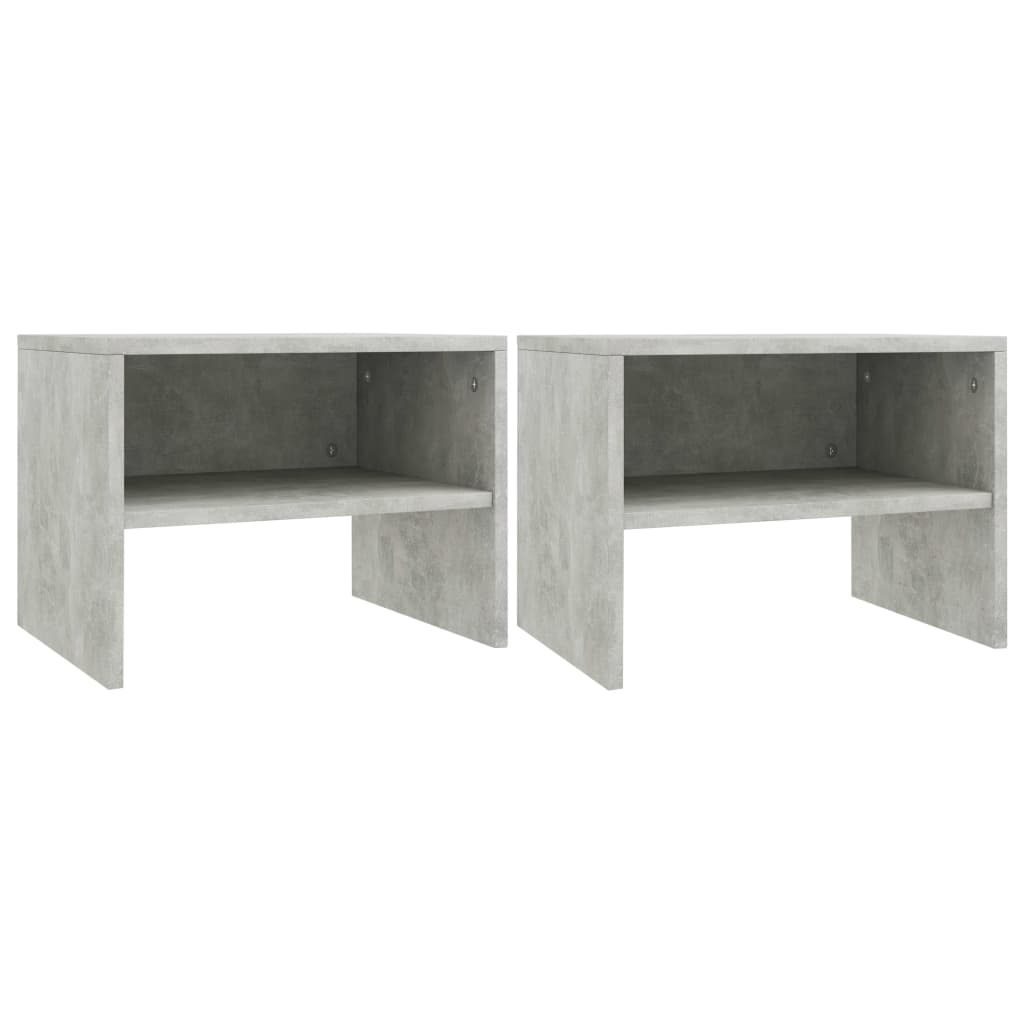 Comodini 2 Pz Grigio Cemento 40x30x30 Cm In Legno Multistrato