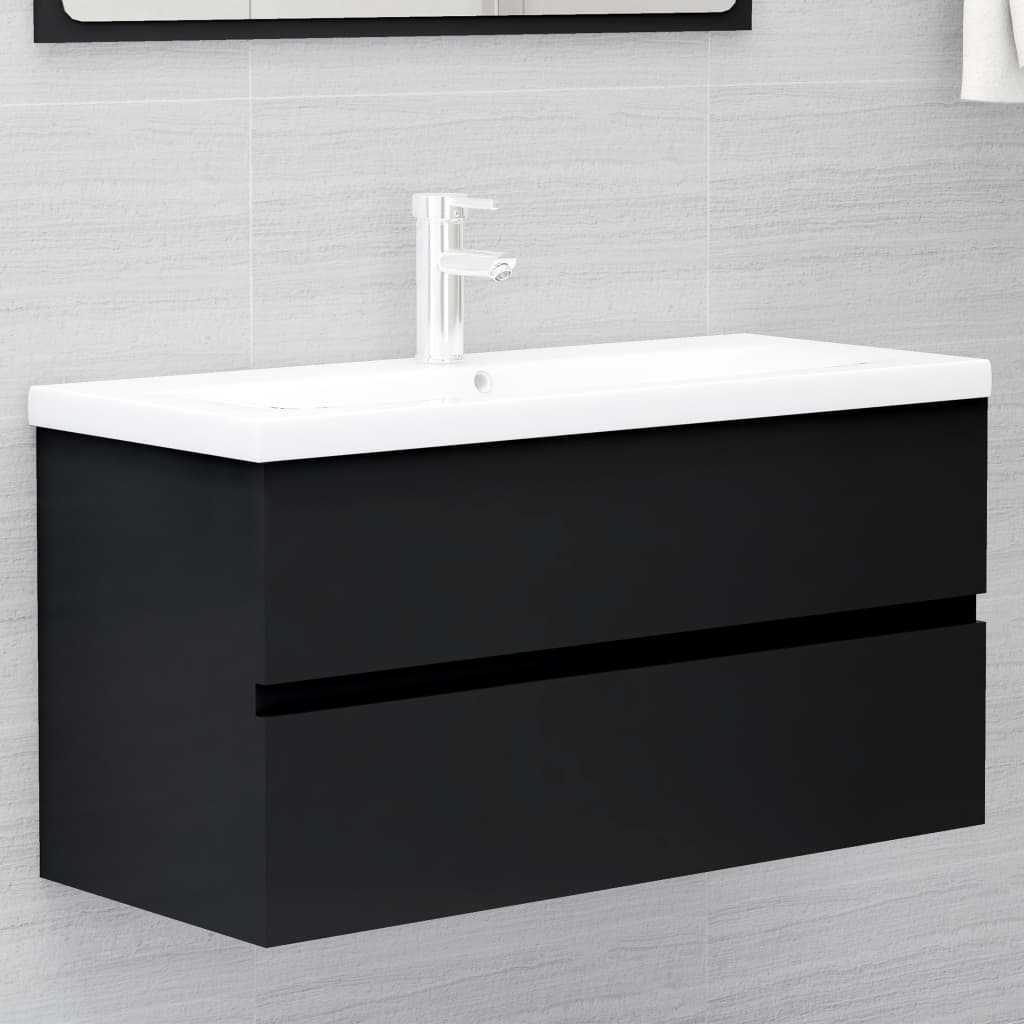 Mobile Lavabo Nero 90x38,5x45 Cm In Legno Multistrato - Image 5