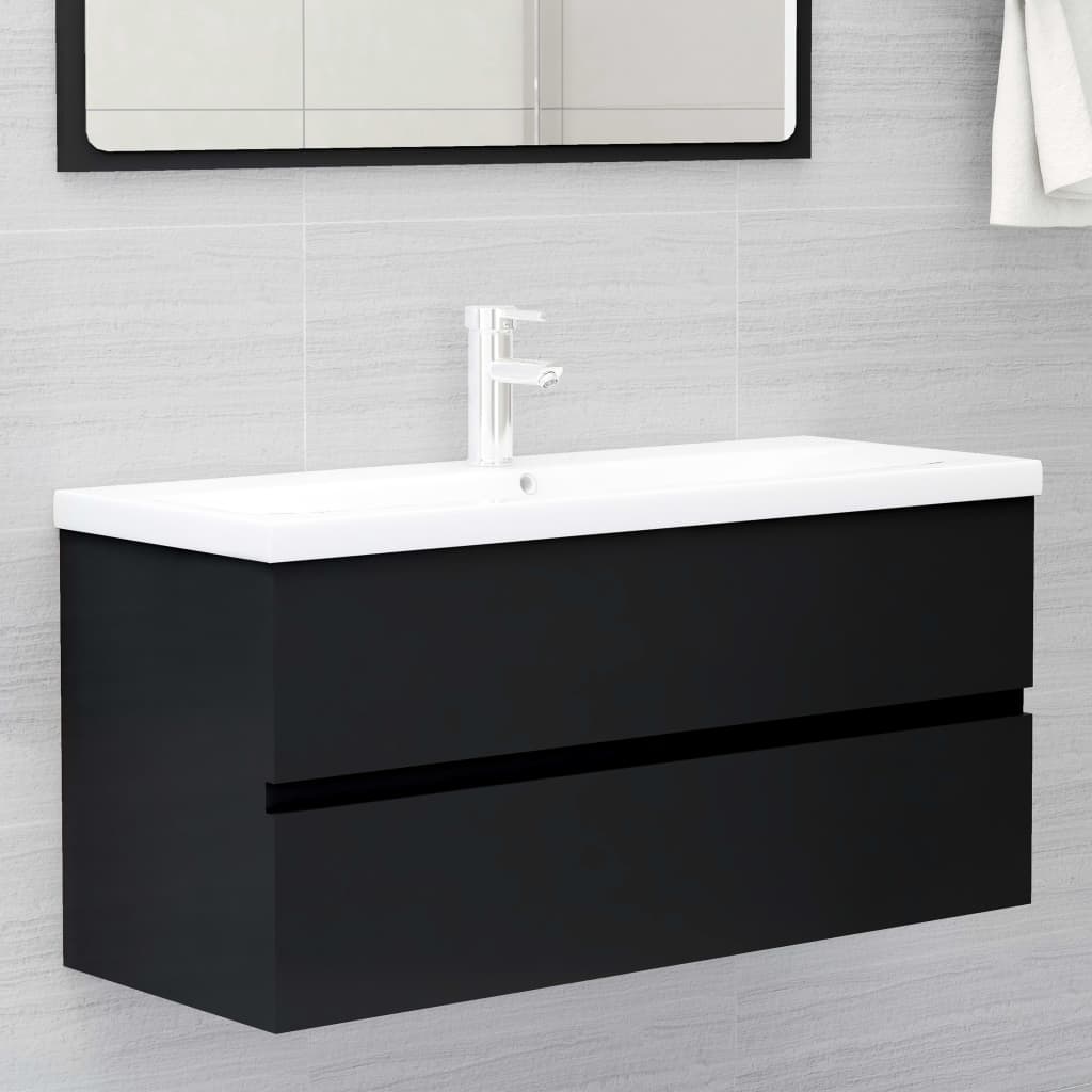 Mobile Lavabo Nero 100x38,5x45 Cm In Legno Multistrato