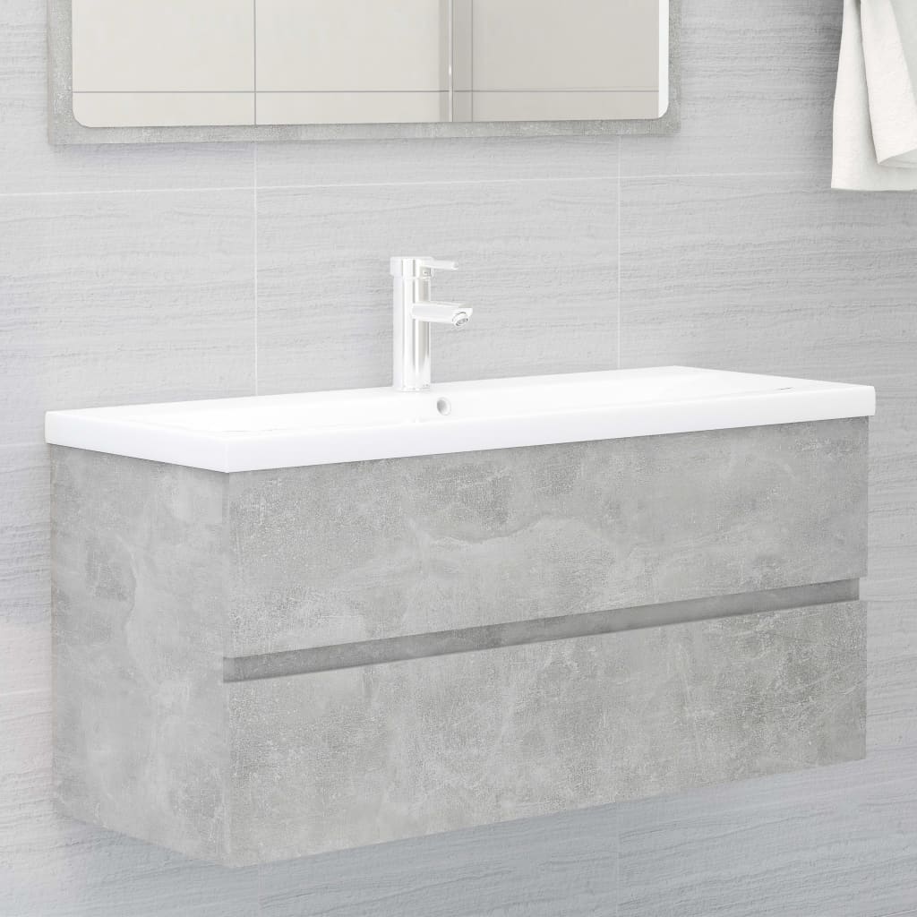 Mobile Lavabo Grigio Cemento 100x38,5x45cm In Legno Multistrato - Image 3