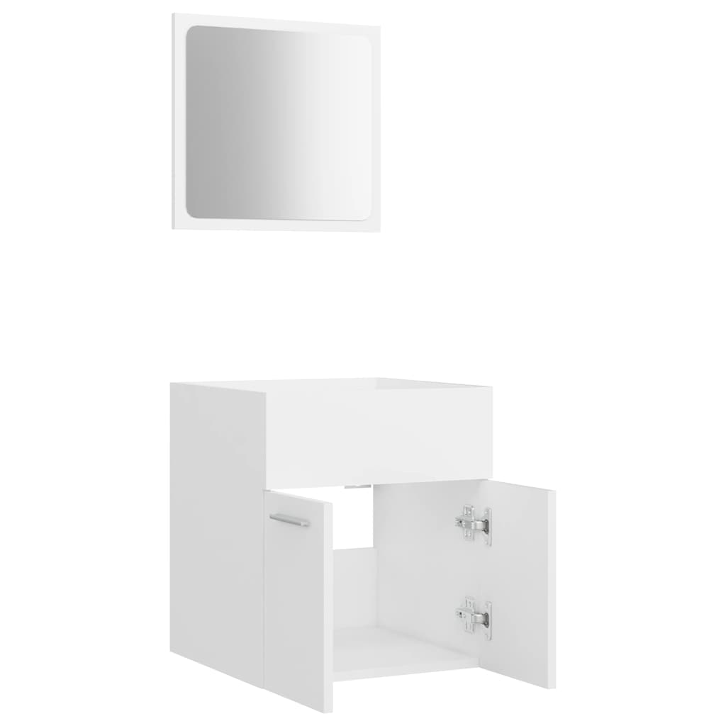 Set Mobili Da Bagno 2 Pz Bianco In Legno Multistrato