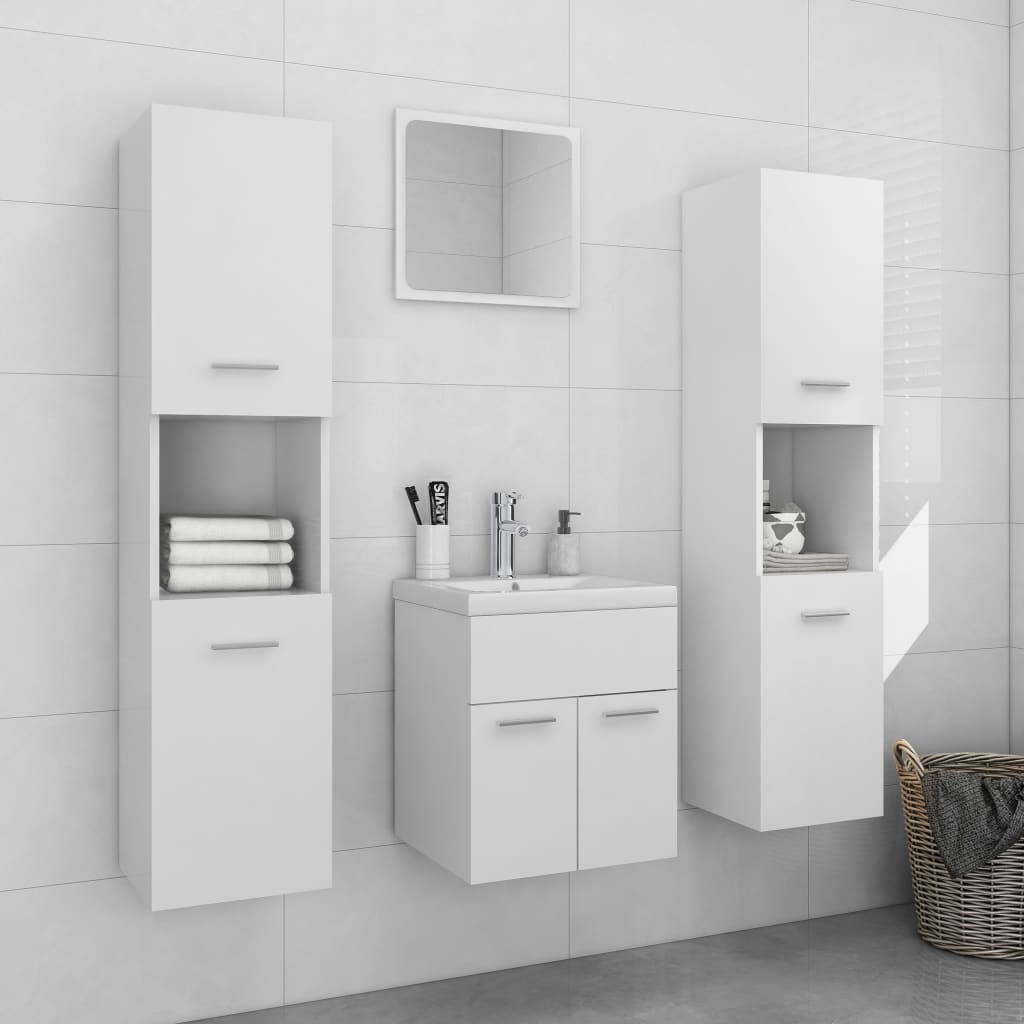 Set Mobili Da Bagno Bianco In Truciolato - Image 3