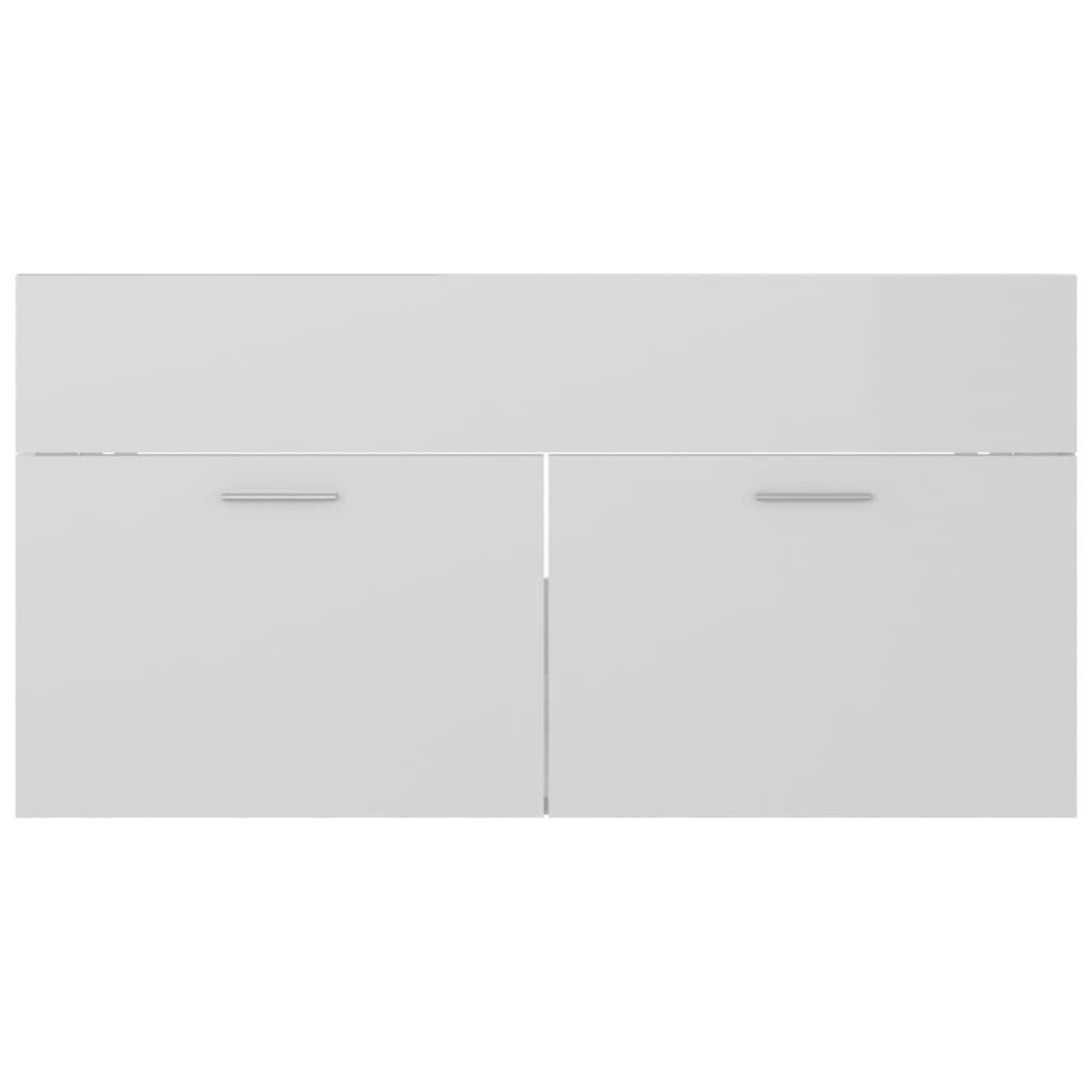 Mobile Lavabo Bianco Lucido 90x38,5x46 Cm In Legno Multistrato - Image 5
