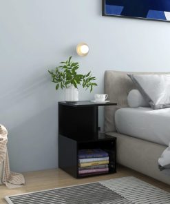 Comodini 2 Pz Neri 35x35x55 Cm In Legno Multistrato