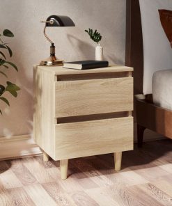 Comodini Con Gambe Pino Massello 2pz Rovere Sonoma 40x35x50 cm