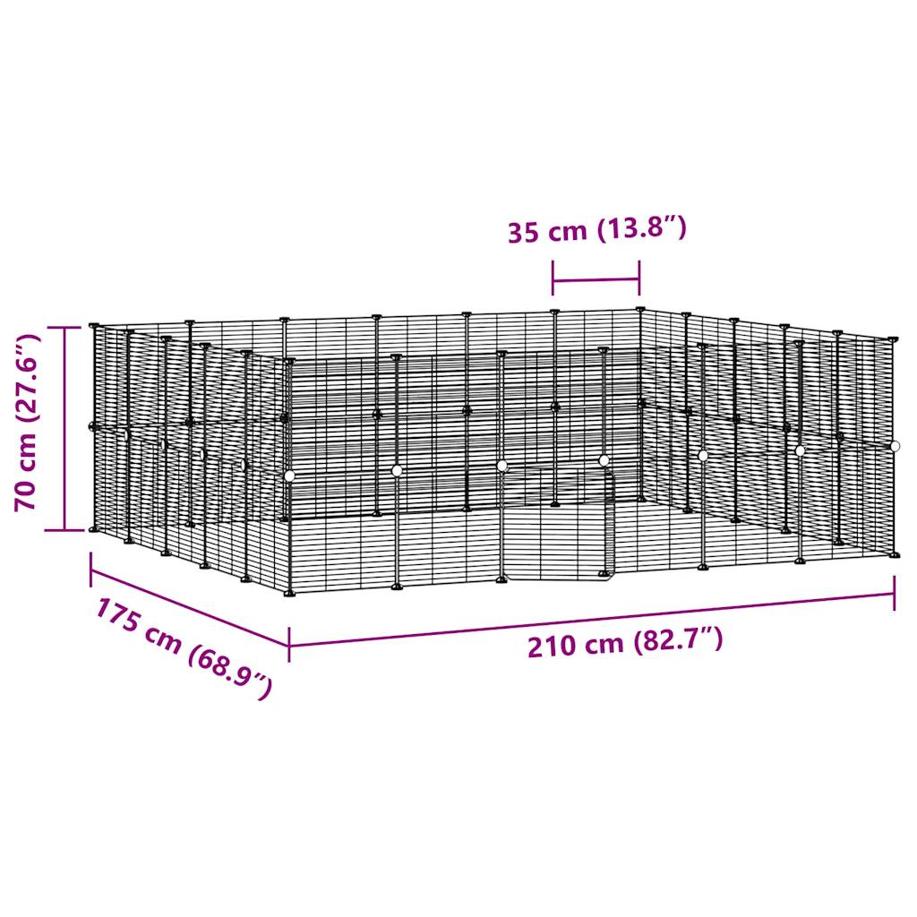 Gabbia Per Animali 44 Pannelli Con Porta Nera 35x35 Cm Acciaio