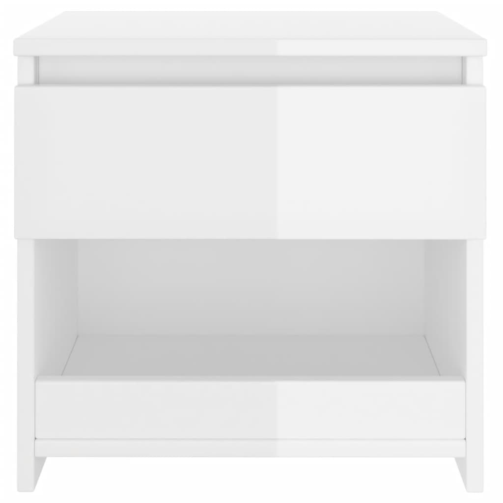 Comodini 2pz Bianco Lucido 40x30x39 Cm In Legno Multistrato