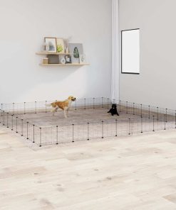 Gabbia Per Animali 44 Pannelli Con Porta Nera 35x35 Cm Acciaio