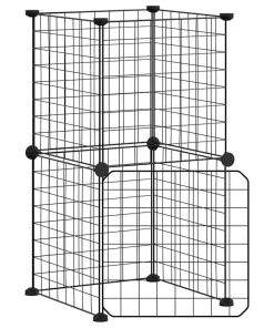 Gabbia Per Animali 8 Pannelli Con Porta Nero 35x35 Cm Acciaio