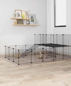 Gabbia Per Animali 44 Pannelli Con Porta Nera 35x35 Cm Acciaio