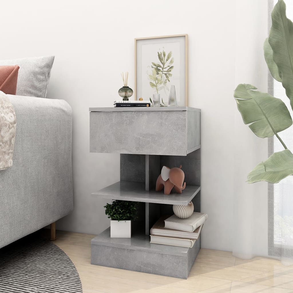 Comodini 2 Pz Grigio Cemento 40x35x65 cm
