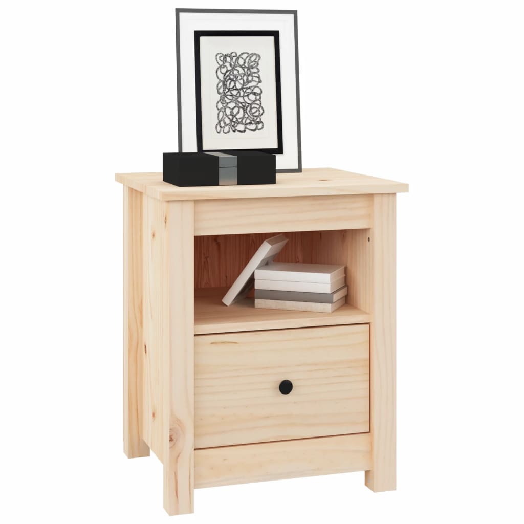 Comodino 40x35x49 Cm In Legno Massello Di Pino