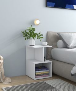 Comodino Bianco 35x35x55 Cm In Legno Multistrato
