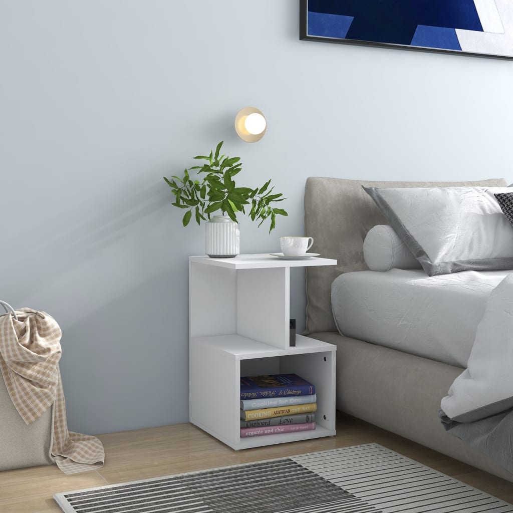 Comodino Bianco 35x35x55 Cm In Legno Multistrato