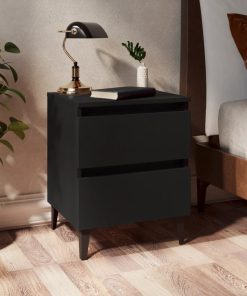 Comodini 2pz Neri 40x35x50 Cm In Legno Multistrato