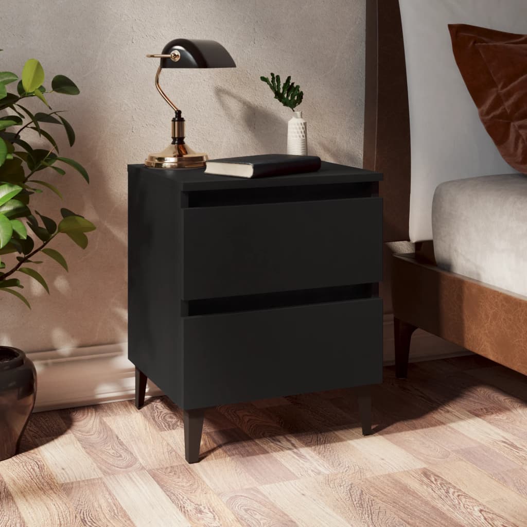 Comodini 2pz Neri 40x35x50 Cm In Legno Multistrato