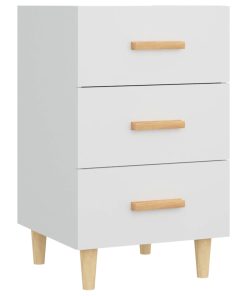 Comodino Bianco 40x40x66 Cm In Legno Multistrato