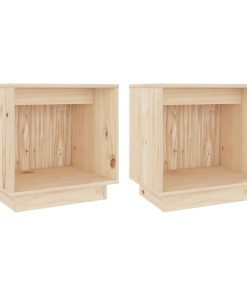 Comodini 2 Pz 40x30x40 Cm In Legno Massello Di Pino