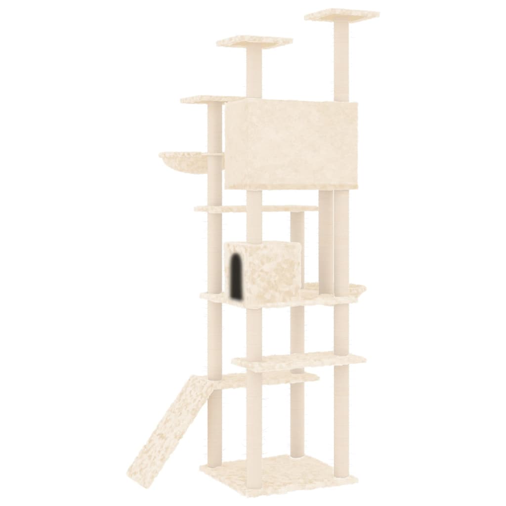 Albero Per Gatti Con Tiragraffi In Sisal Crema 191 cm