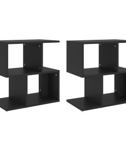 Comodini 2pz Neri 50x30x51,5 Cm In Legno Multistrato