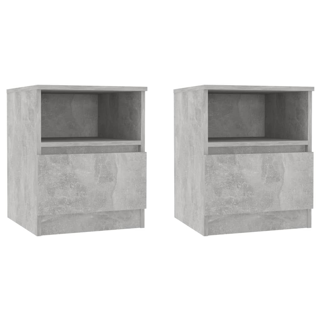 Comodini 2 Pz Grigio Cemento 40x40x50 Cm In Legno Multistrato