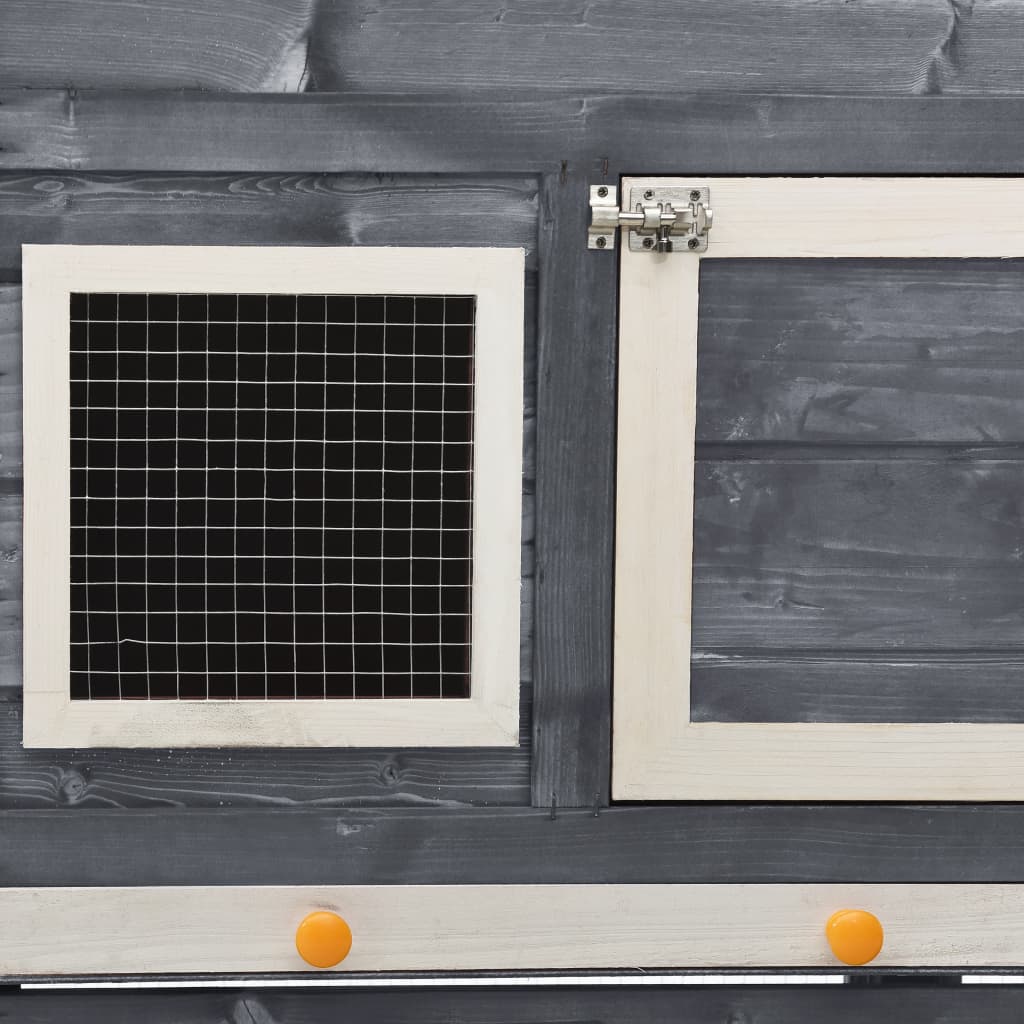 Conigliera Grigio E Bianco 140x63x120cm Legno Massello Di Abete