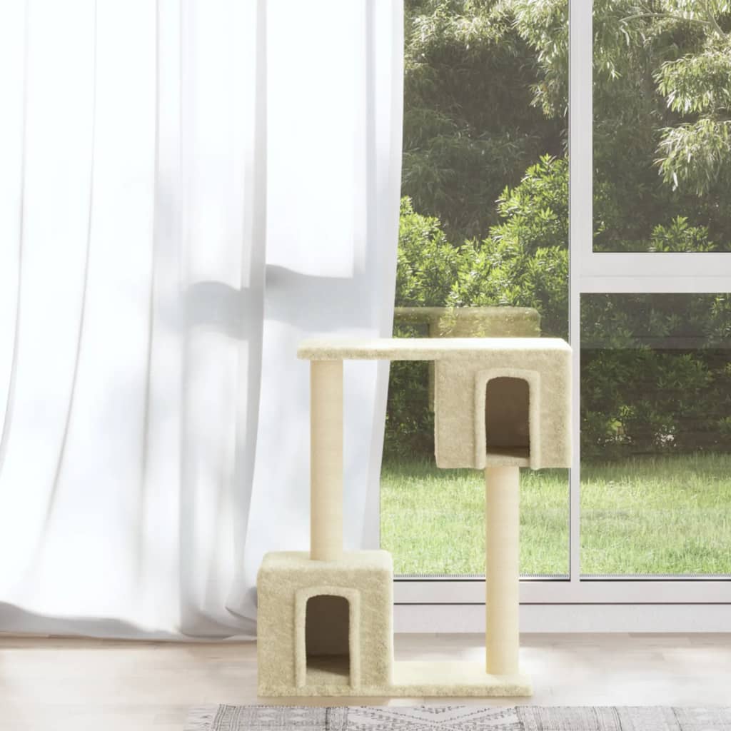 Albero Per Gatti Con Tiragraffi In Sisal Crema 60 cm - Image 3