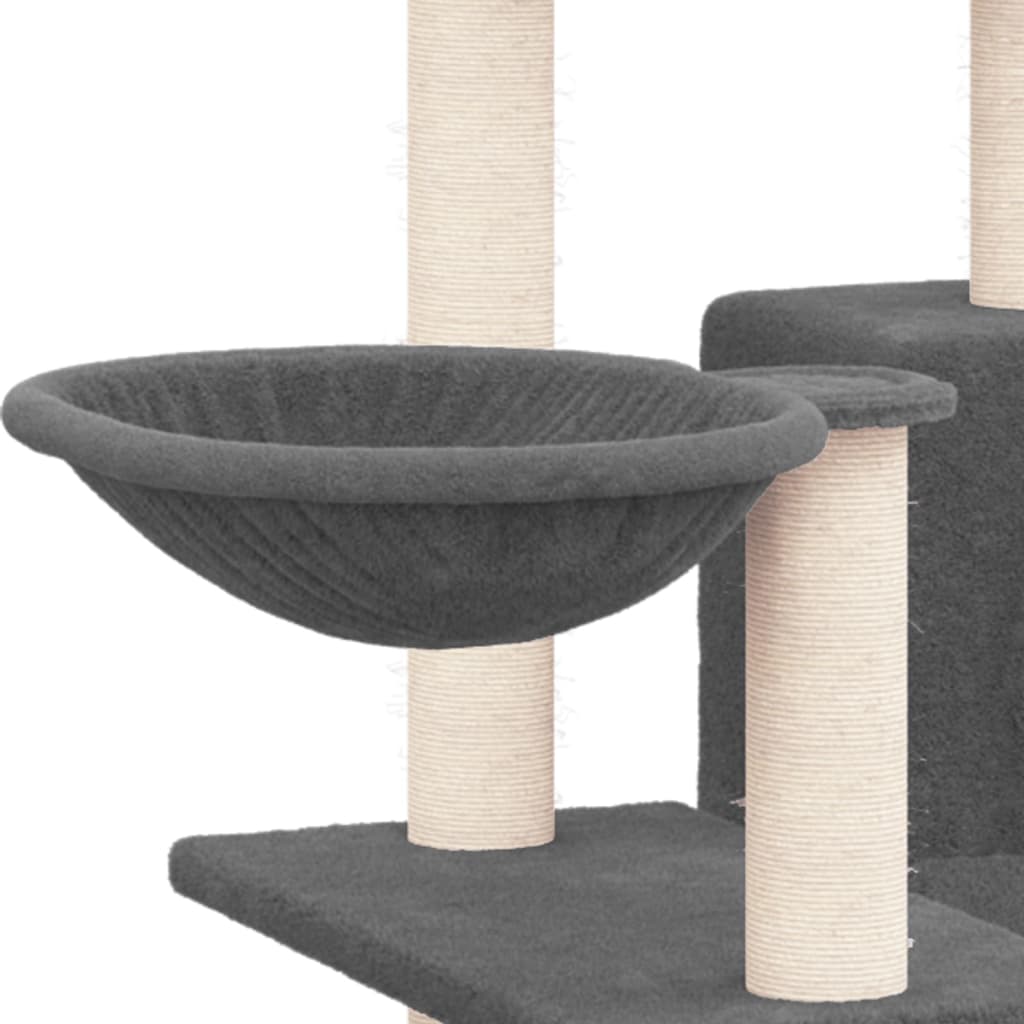 Albero Per Gatti Con Tiragraffi In Sisal Grigio Scuro 82 cm - Image 4