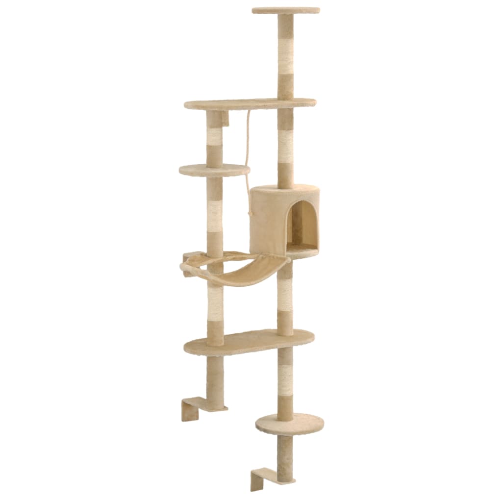 Albero Per Gatti Con Tiragraffi In Sisal Da Parete 194 Cm Beige - Image 6