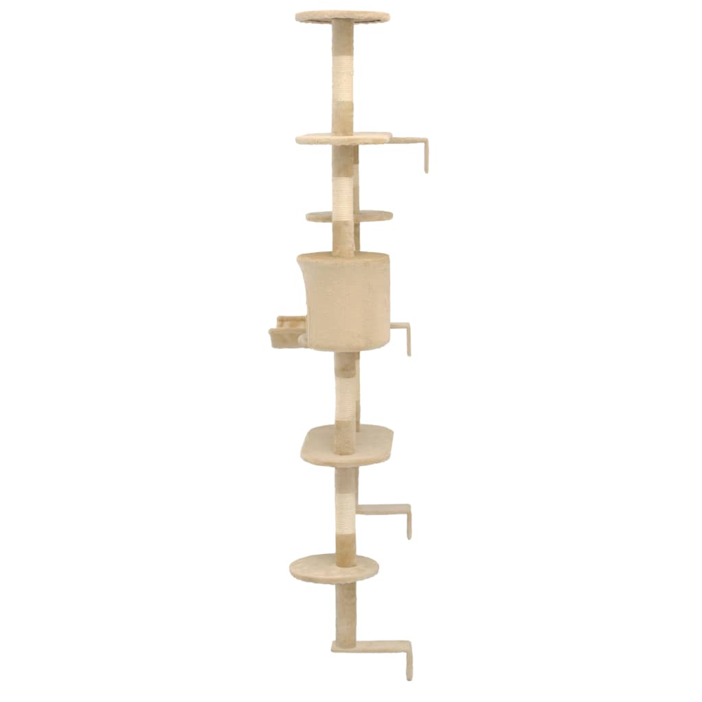Albero Per Gatti Con Tiragraffi In Sisal Da Parete 194 Cm Beige - Image 5