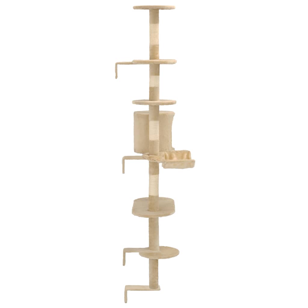 Albero Per Gatti Con Tiragraffi In Sisal Da Parete 194 Cm Beige - Image 4