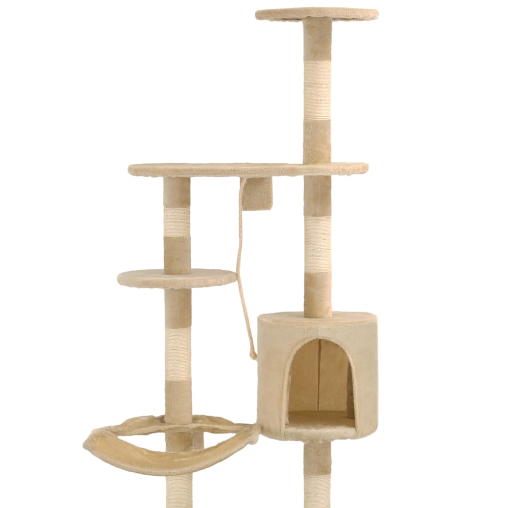 Albero Per Gatti Con Tiragraffi In Sisal Da Parete 194 Cm Beige - Image 3
