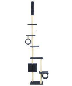 Albero Per Gatti Con Pali Tiragraffi In Sisal 260 Cm Blu Scuro