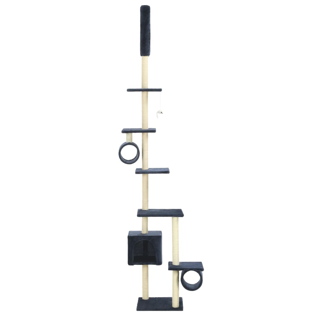 Albero Per Gatti Con Pali Tiragraffi In Sisal 260 Cm Blu Scuro