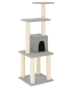 Albero Per Gatti Con Tiragraffi In Sisal Grigio Chiaro 105 cm