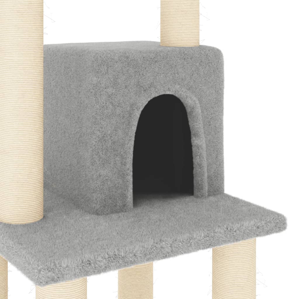 Albero Per Gatti Con Tiragraffi In Sisal Grigio Chiaro 105 cm - Image 4