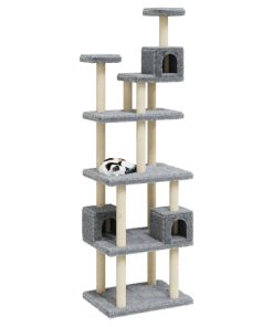 Albero Per Gatti Con Tiragraffi In Sisal Grigio Chiaro 188 cm