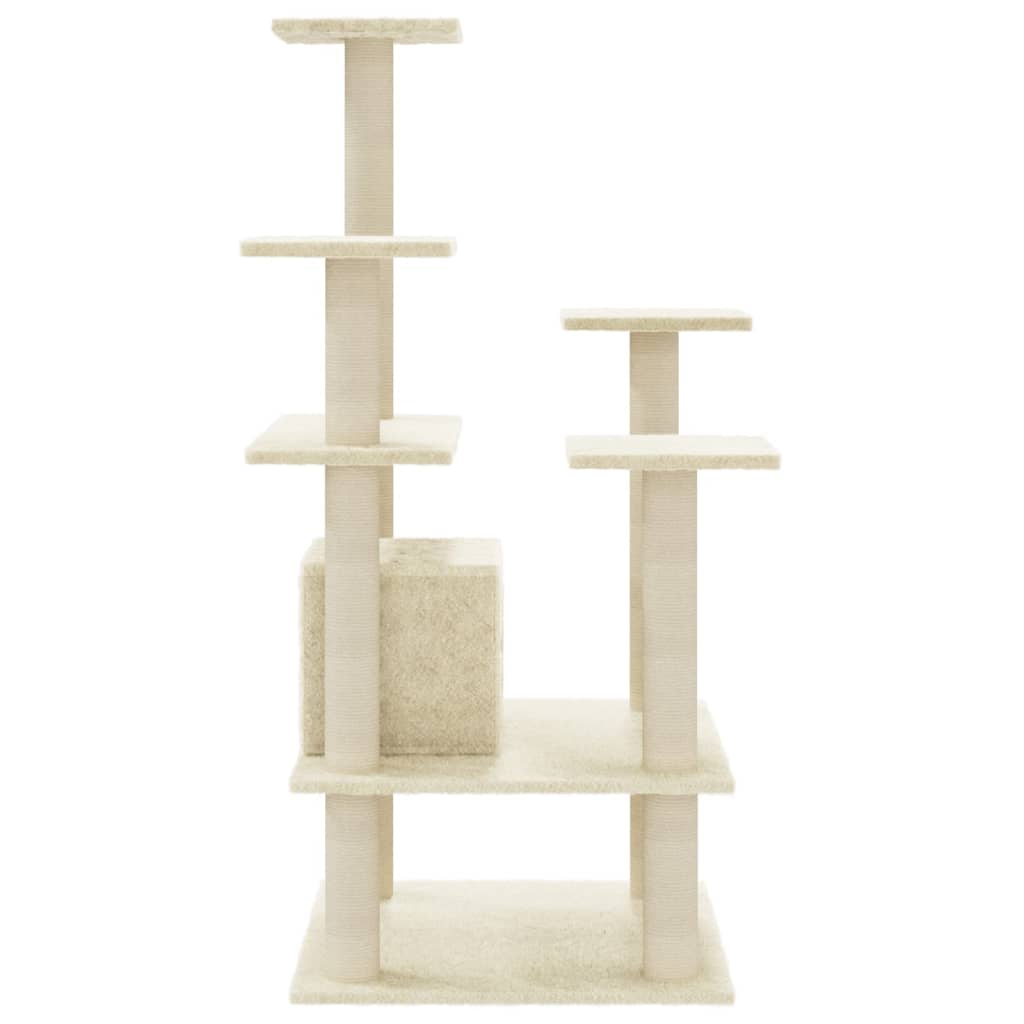 Albero Per Gatti Con Pali Tiragraffi In Sisal Crema 110 cm - Image 3