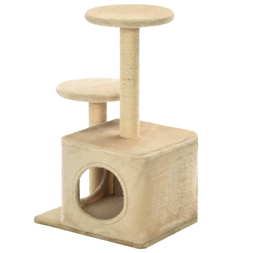 Albero Per Gatti Con Pali Tiragraffi In Sisal 60 Cm Beige