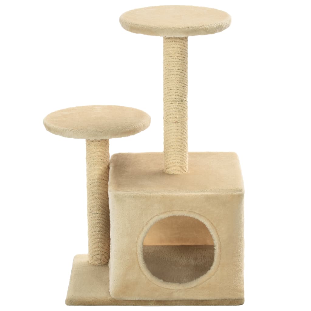 Albero Per Gatti Con Pali Tiragraffi In Sisal 60 Cm Beige - Image 3