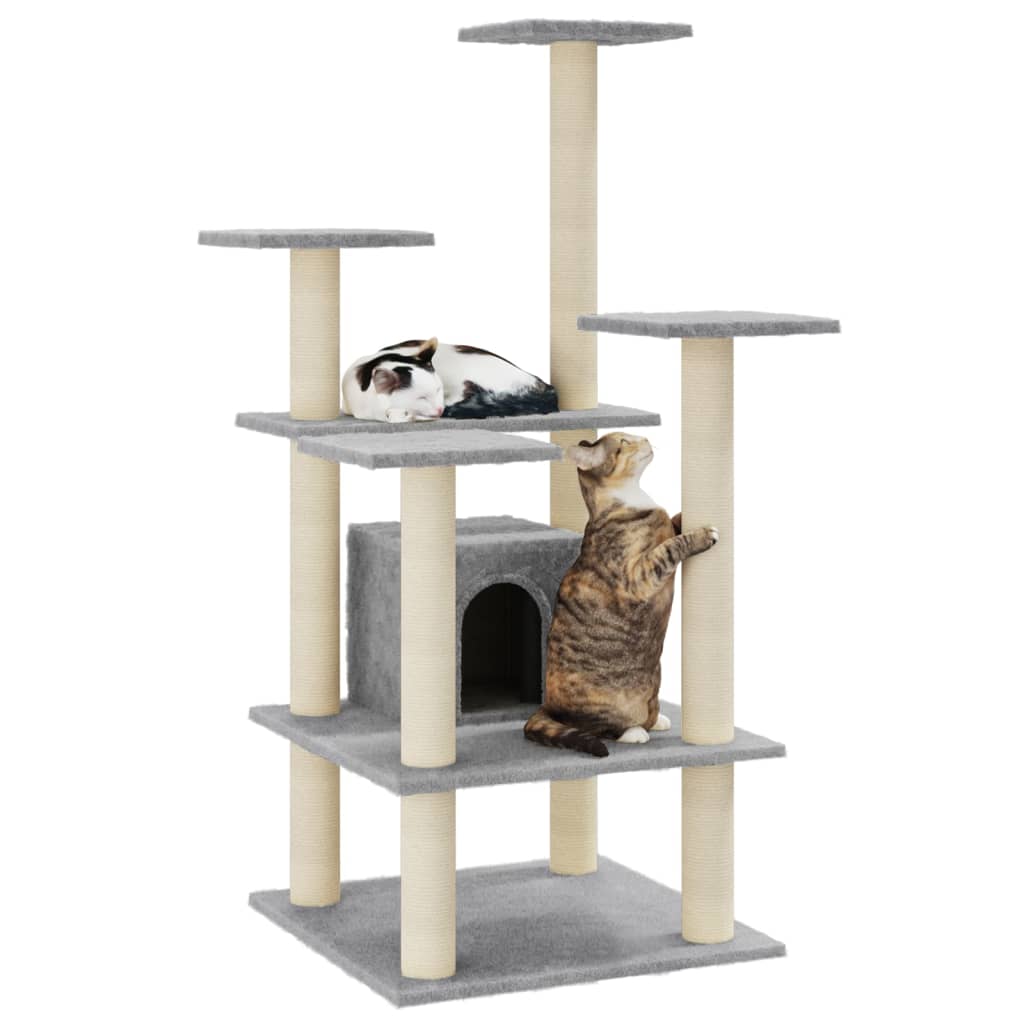 Albero Per Gatti Con Tiragraffi In Sisal Grigio Chiaro 110 cm