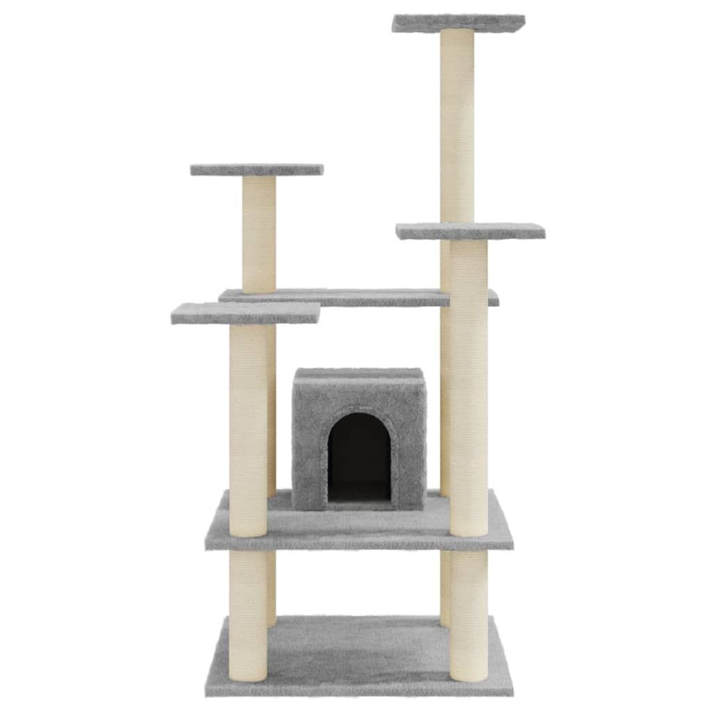 Albero Per Gatti Con Tiragraffi In Sisal Grigio Chiaro 110 cm - Image 4