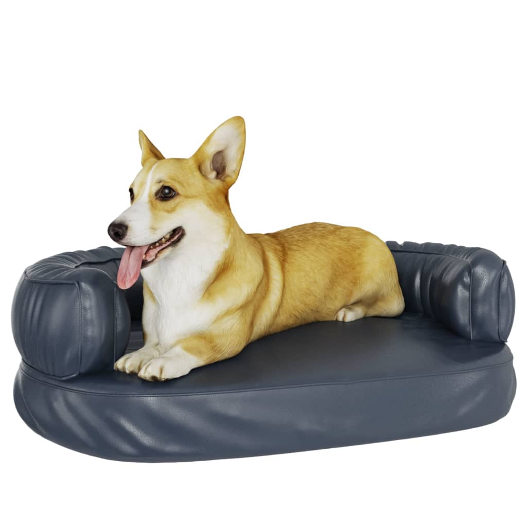 Letto Per Cani Con Gommapiuma Blu Scuro 60x42 Cm In Similpelle