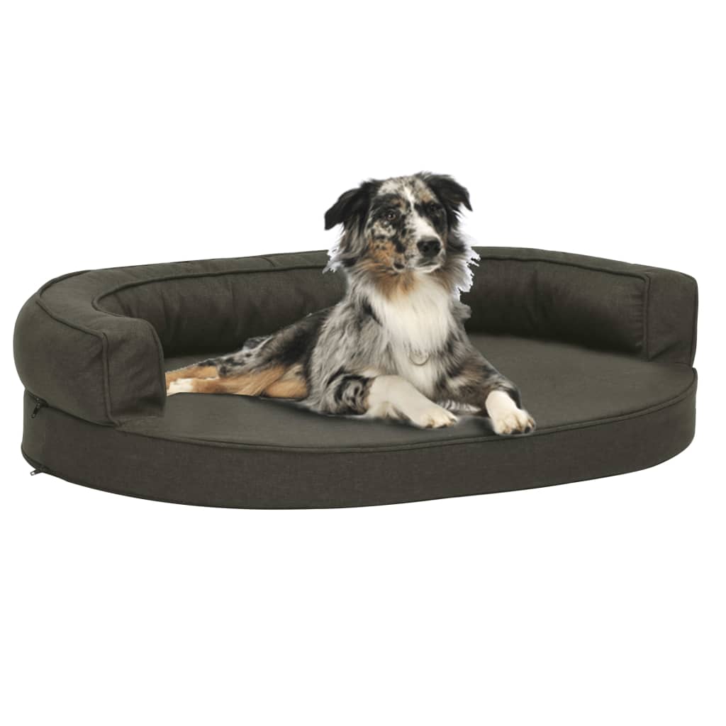 Materasso Ergonomico Per Cani 75x53cm Effetto Lino Grigio Scuro