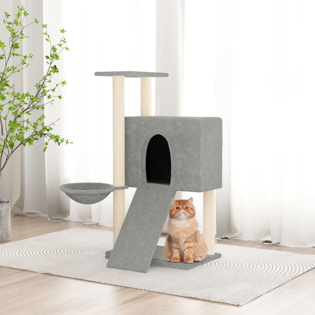 Albero Per Gatti Con Tiragraffi In Sisal Grigio Chiaro 96 cm - Image 3