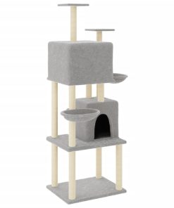 Albero Per Gatti Con Tiragraffi In Sisal Grigio Chiaro 180 cm