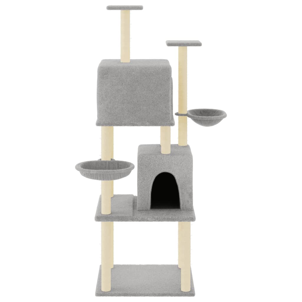 Albero Per Gatti Con Tiragraffi In Sisal Grigio Chiaro 180 cm - Image 2