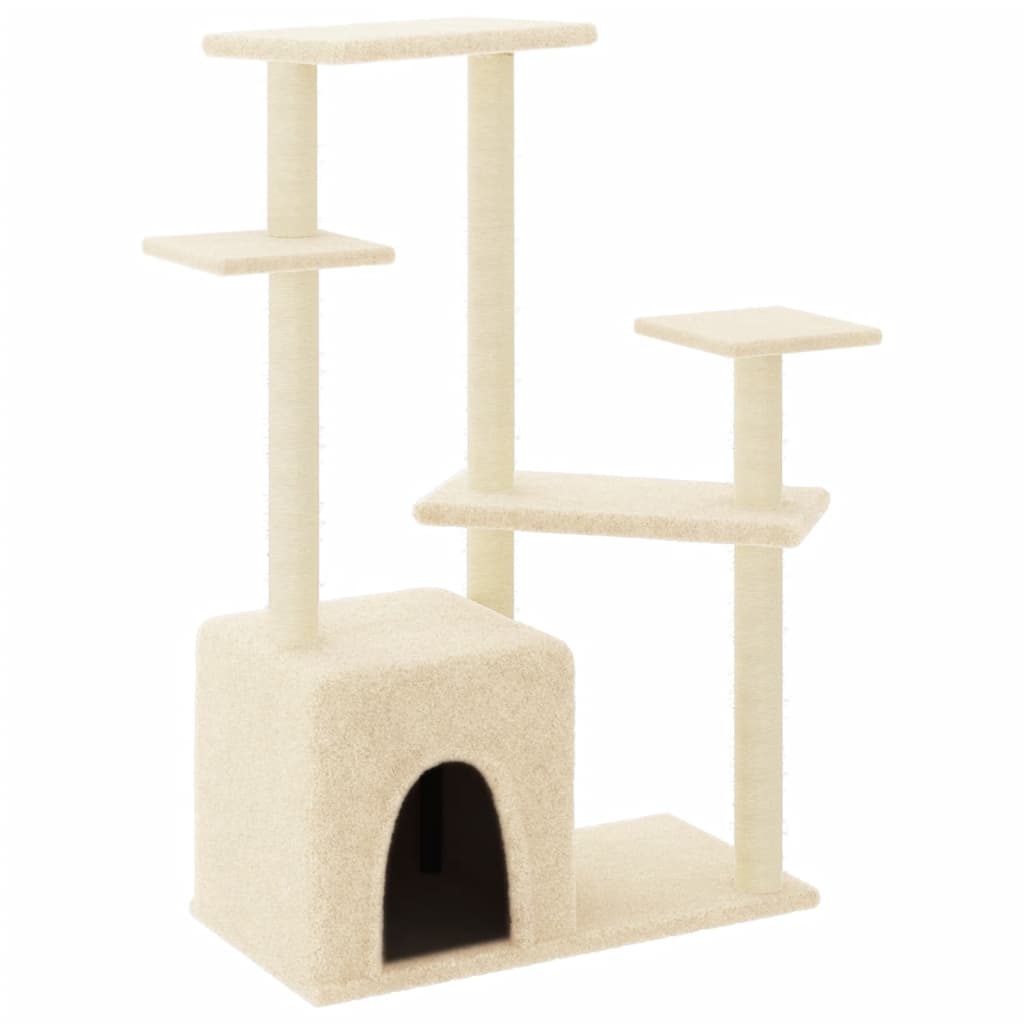 Albero Per Gatti Con Tiragraffi In Sisal Crema 107,5 cm