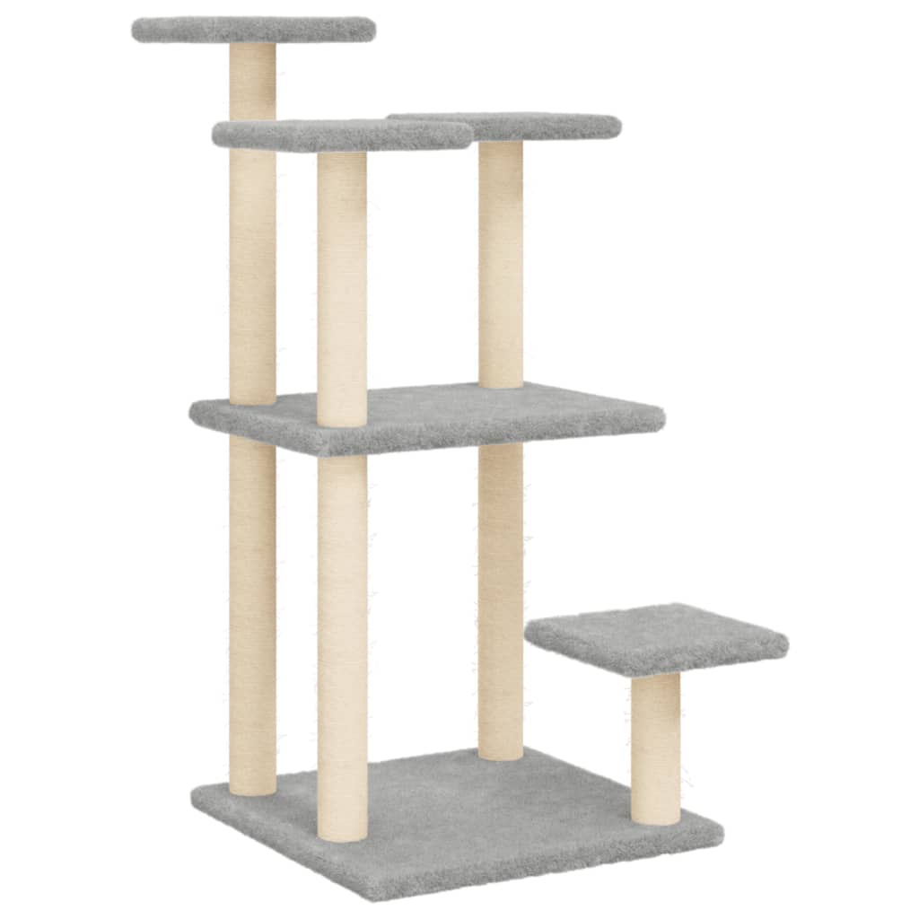 Pali Tiragraffi Per Gatti Con Piattaforme Grigio Chiaro 98,5 cm